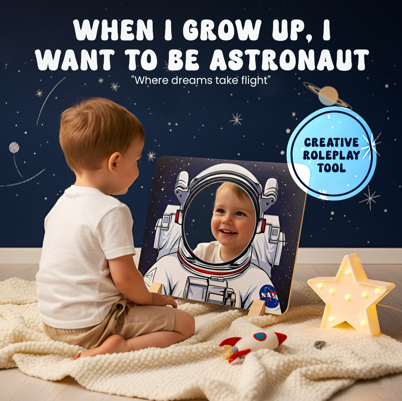 NASA Themed Astronaut Mirror Board.
